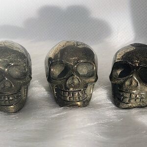 1pc Mini Pyrite Skull Carving. Crystal Decor. Fools Gold.
